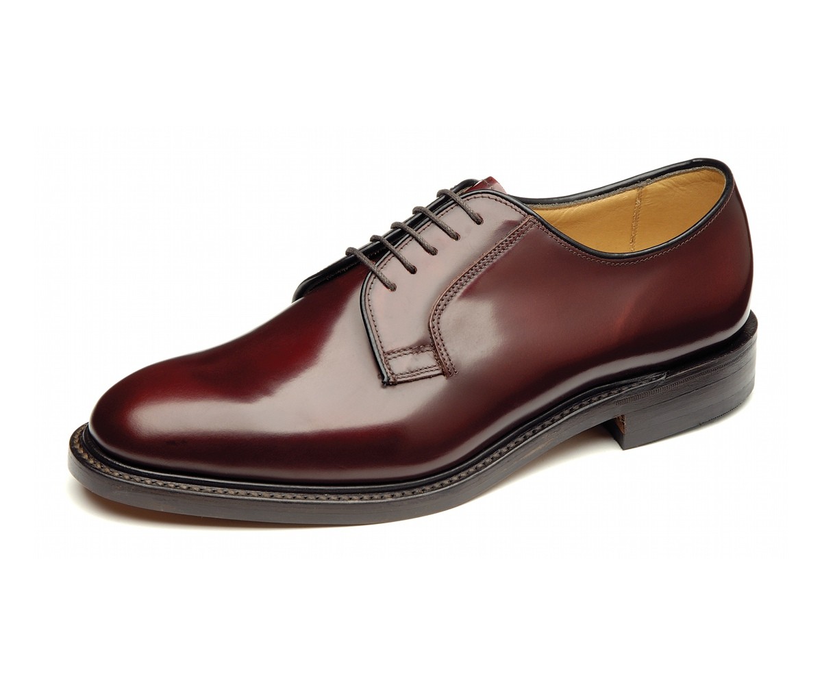 Loake Made in England Plain Polished Leather Lace Up Derby Shoe